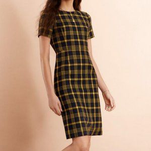 Brooks Brothers NWT Yellow and Navy Midi Dress